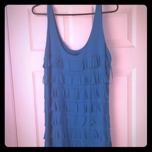 Bright blue ruffled dress