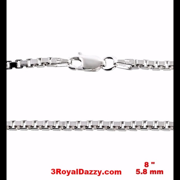 925 Sterling Silver Heavy Baht Bracelet 3mm 8 "