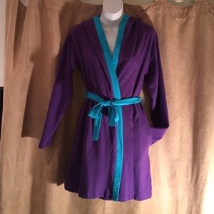 FRENCH TERRY ROBE size SMALL/MEDIUM purple teal