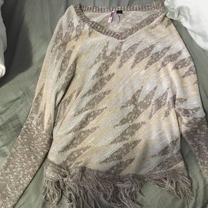 NWOT poncho like fringe sweater