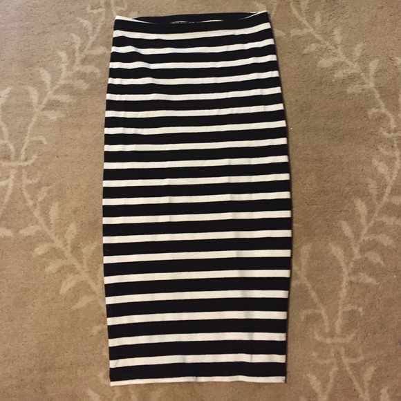Express Striped Stretch Pencil Skirt