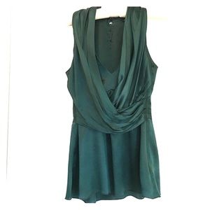 Banana Republic forest green silk blouse
