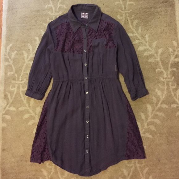 Free People Lace Shirt Dress