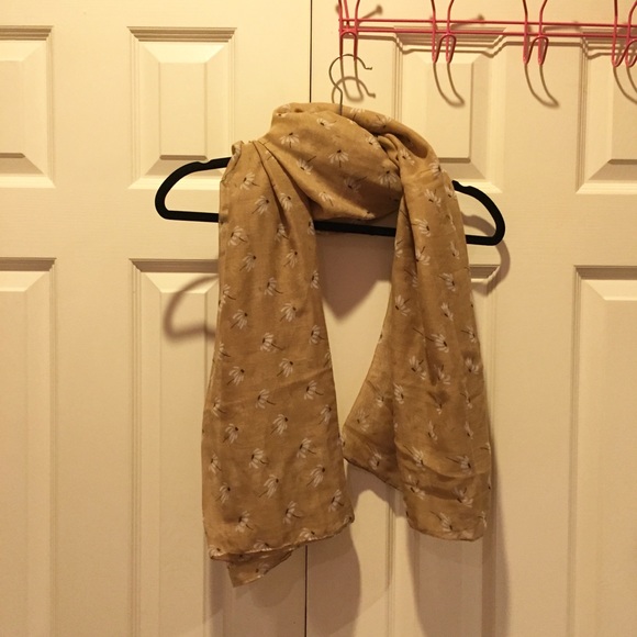 Tan woven BP scarf with dandelion print