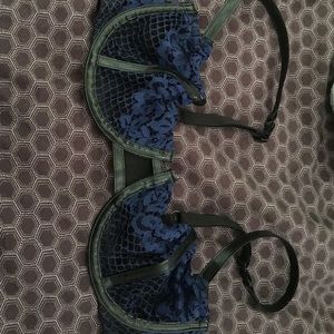 Very sexy black/blue leather bra