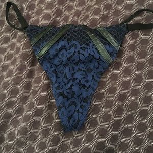 Matching thong to black leather bra