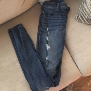 High waisted blue jeans