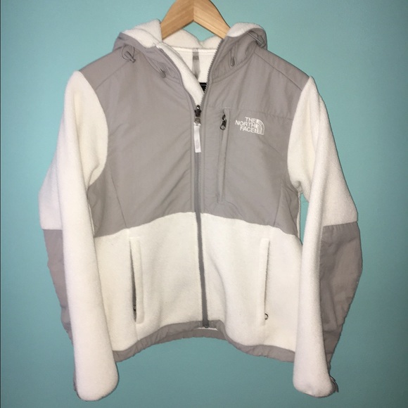 WHITE NORTH FACE FLEECE JACKET, XS