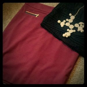 Burgundy Calvin Klein skirt with zipper detail