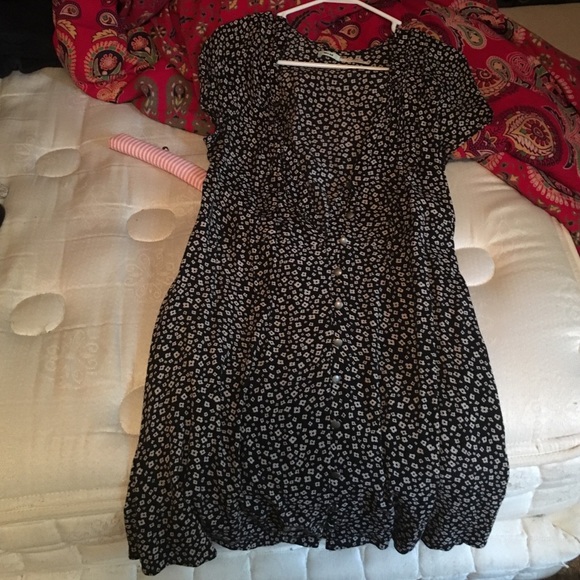 Black and white button front kimchi blue dress