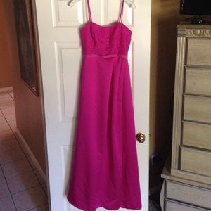 Bridesmaid dress from Davids Bridal.Hot pink color