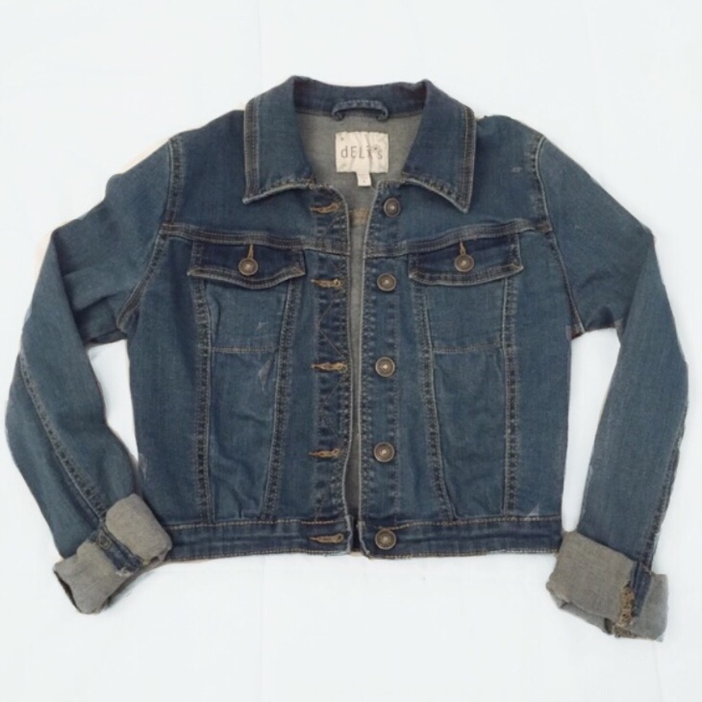 Denim and lace crop jacket