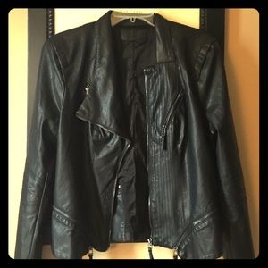 Black zipper leather Moto jacket