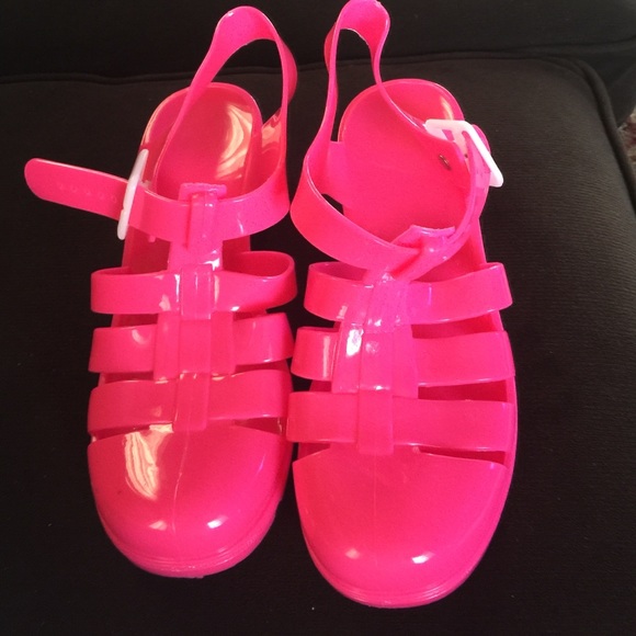 Shoes - Retro Dark Pink Thick Plastic Sandals
