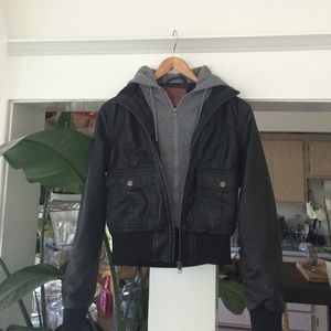 Bomber Jacket with Faux Hoodie
