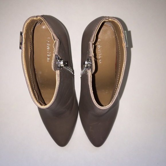 Calvin Klein Taupe Leather Wedge Booties - Picture 4 of 4