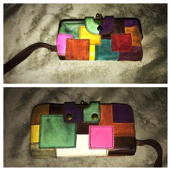 Lucky Brand Leather Patchwork Wristlet Wallet