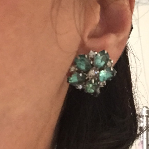 Vintage Blue & White Stone Pierced Earrings