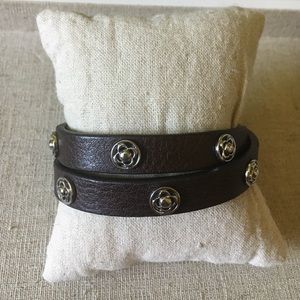Stella & Dot double clover wrap in brown/silver
