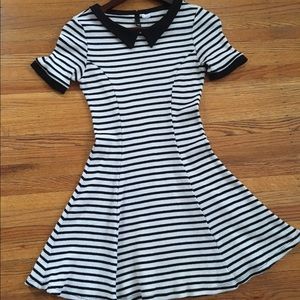 Black & White Striped Collared Dress