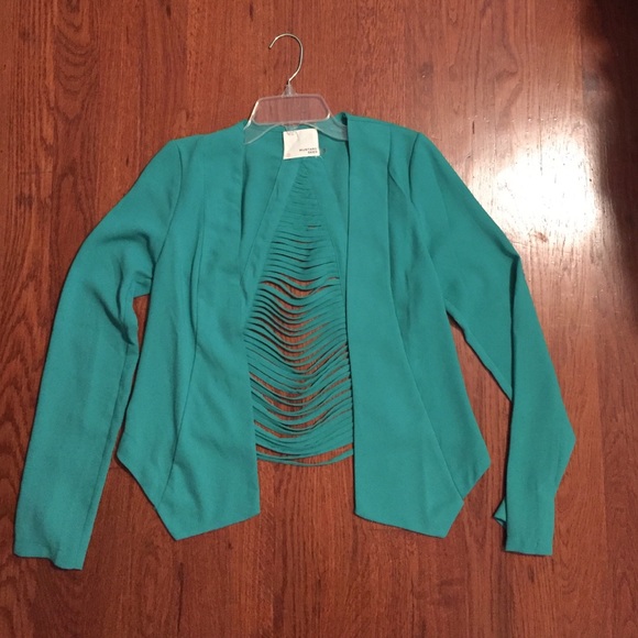 Teal blazer with ripped backing size small