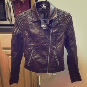 H&M brown pleather motorcycle jacket