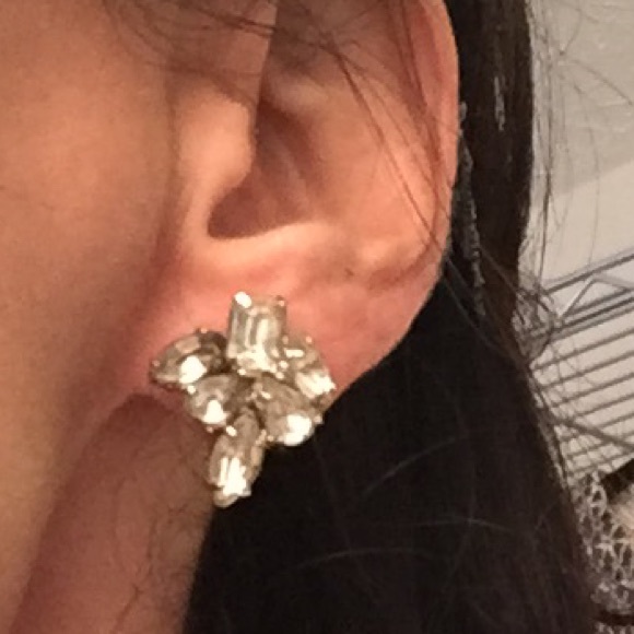 Vintage Rhinestone Pierced Earrings