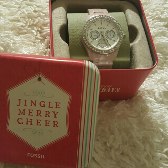 Authentic Fossil Watch with Holiday Tin