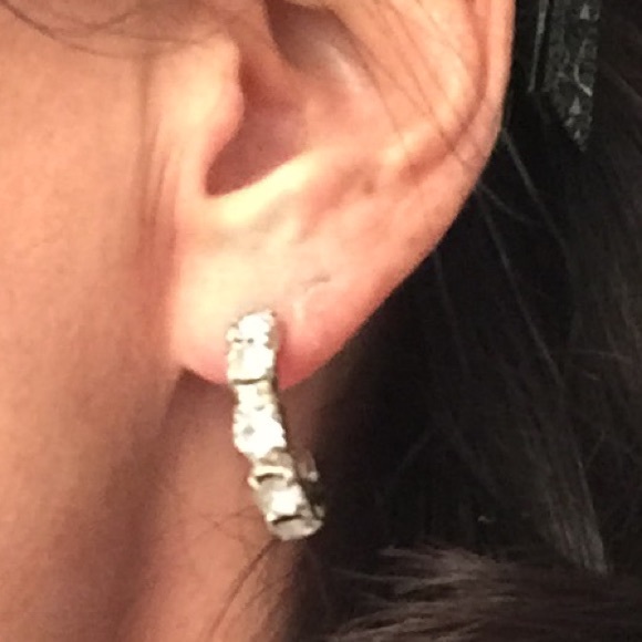 Vintage Clear Stone Hoop Earrings