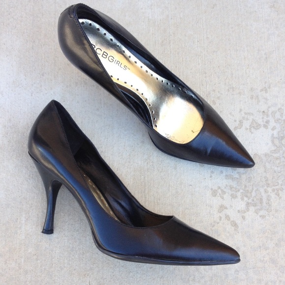 BCBG black leather heels