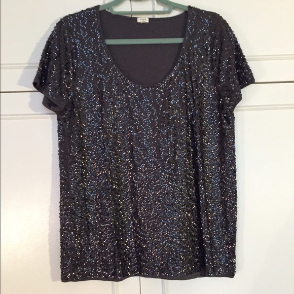 J Crew Sequin T gray never worn, L