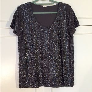 J Crew Sequin T gray never worn, L