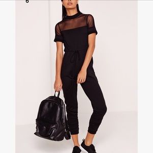Missguided Mesh Insert Jumpsuit