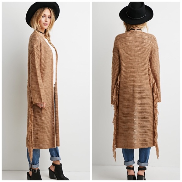 🎉HP WEEKEND GETAWAY Fringe longline open cardigan - Picture 2 of 4