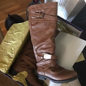 Madden Girl Cognac Zerge Knee High Boots