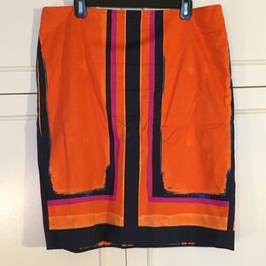 Size 14 Ann Taylor Orange Blue pencil skirt