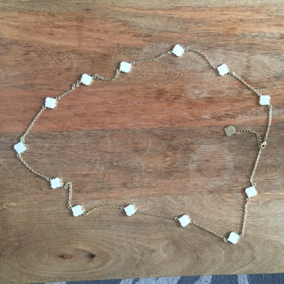 Long cream and gold necklace