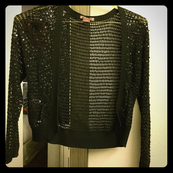 Black Sequined Cardigan! Perfect holiday sparkle!