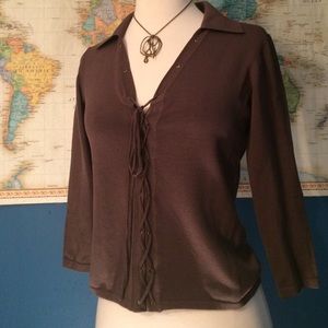 Etcetera Lace Up Cropped Sweater