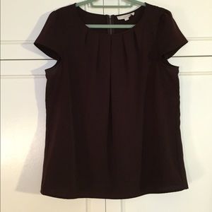 Loft Dressy Tee, dark maroon, size L, zip back
