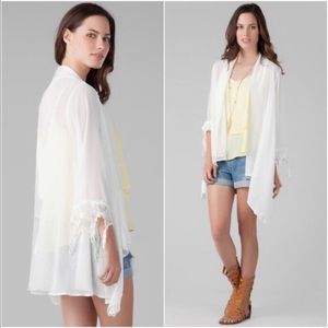 Francesca's Sheer Kimono in blush