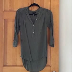 Army green H&M blouse with longer back