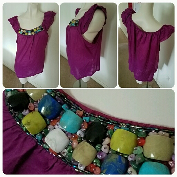 SOLD Artsy Beaded Top