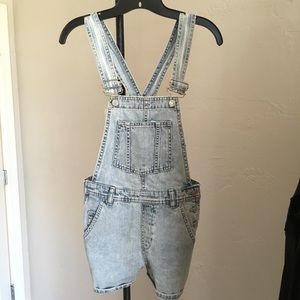 Topshop light wash overalls