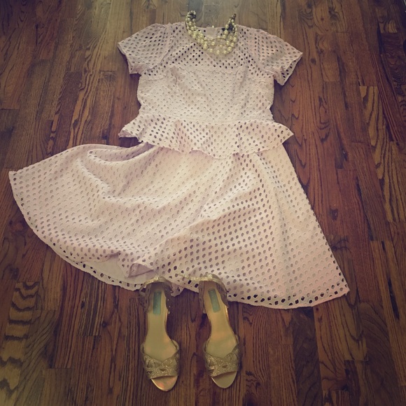 NWT Lavender Peplum Eyelet Banana Rep. Dress s 14