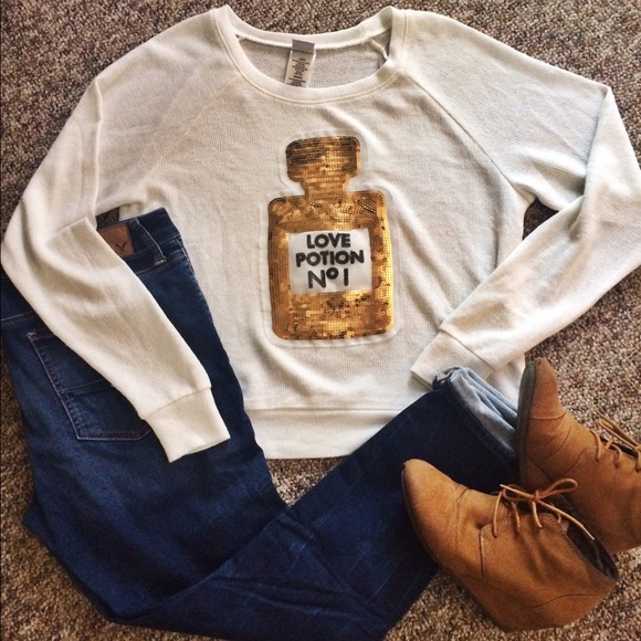 White Sweater with Gold Sequins