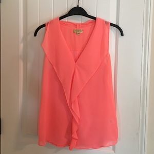Coral colored princess Vera Wang top
