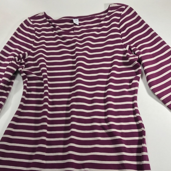 Burgundy/Purple & Cream Striped Dress