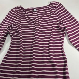 Burgundy/Purple & Cream Striped Dress