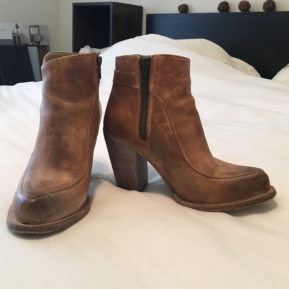 Bed Stu "Isla" stacked heel leather booties